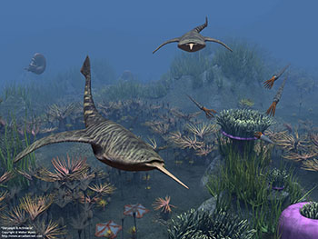Doryaspis & Actiniaria, 410 million years ago