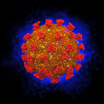 Coronavirus red on blue No. 1