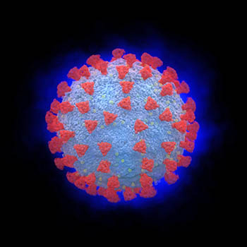 Coronavirus red on blue No. 3