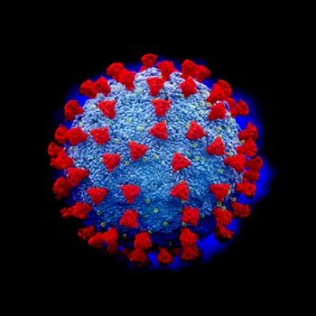 Coronavirus red on blue No. 6