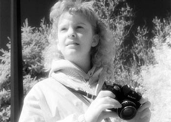 Amy looking up   -    Oak Park, IL, 1983   -   Kodak infrared black & white 35mm film