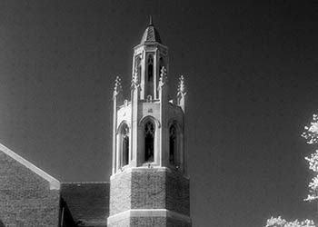 Bell tower No. 2   -   Oak Park, IL, 1983   -   Kodak infrared black & white 35mm film