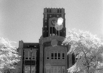 Clock tower   -   Oak Park, IL, 1982   -   Kodak infrared black & white 35mm film