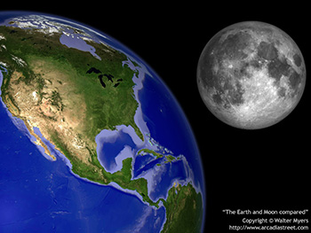The Earth and Moon compared
