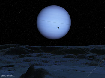 Triton's shadow on Neptune