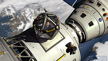 Orbital maintenance platform featuring cupola