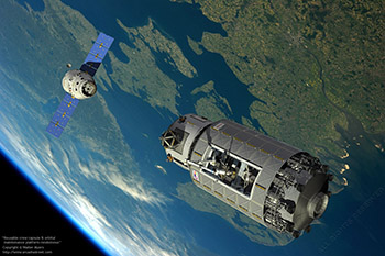 Reusable crew capsule & orbital maintenance platform rendezvous