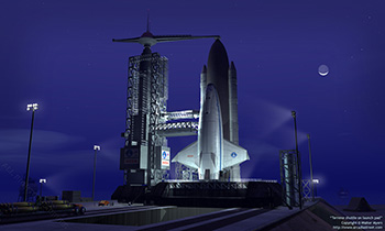 Terrene shuttle on launch pad