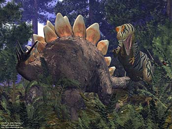Allosaurus meets Stegosaurus, 150 million years ago