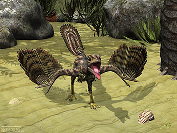 Archaeopteryx defending, 150 million years ago