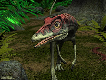 Compsognathus portrait, 150 million years ago