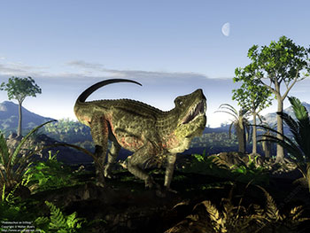 Postosuchus on hilltop, 220 million years ago