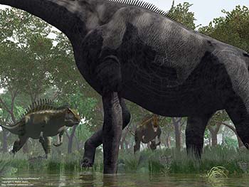 Sauroposeidon & Acrocanthosaurus, 110 million years ago