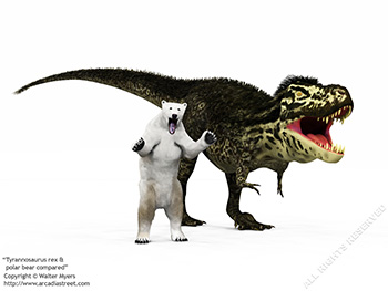 Tyrannosaurus rex & polar bear, 68 million years ago