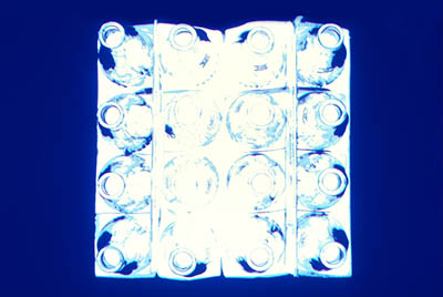 Pop bottles blue   -   Wheaton, IL, 1979   -   Kodak Kodalith & E4 color 35mm slide film