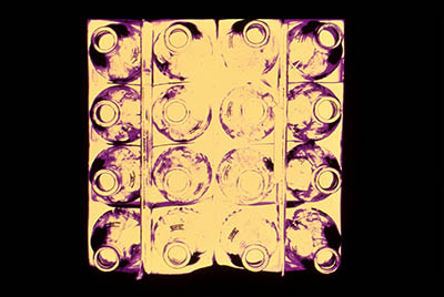 Pop bottles purple   -   Wheaton, IL, 1979   -   Kodak Kodalith & E4 color 35mm slide film