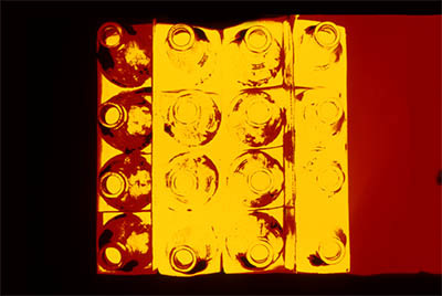 Pop bottles red   -   Wheaton, IL, 1979   -   Kodak Kodalith & E4 color 35mm slide film