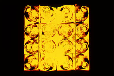 Pop bottles yellow   -   Wheaton, IL, 1979   -   Kodak Kodalith & E4 color 35mm slide film