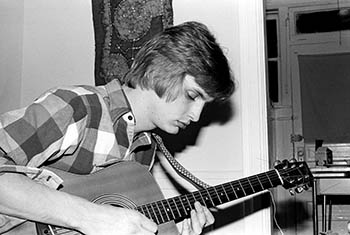 Jeff with guitar CU   -   Oak Park, IL, 1982   -   Kodak Tri-X black & white 35mm film