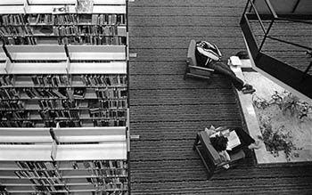 Library loungers No. 1   -   River Grove, IL, 1982   -   Ilford HP5 Plus black & white 35mm film