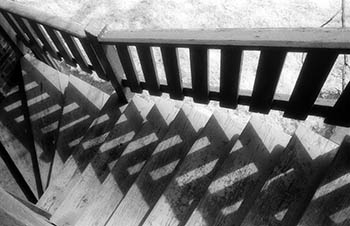 Back stairs No. 2   -   Oak Park, IL, 1983   -   Kodak infrared black & white 35mm film