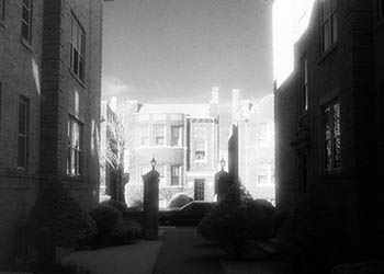 Shaded courtyard   -   Chicago, 1986   -   Kodak infrared black & white 35mm film