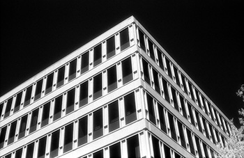 Corner building   -   Oak Park, IL, 1983   -   Kodak infrared black & white 35mm film