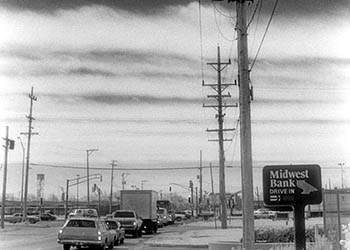 Midwest Bank Drive In   -   Oak Park, IL, 1982   -   Kodak infrared black & white 35mm film