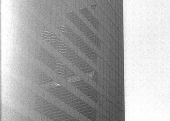 Skyscraper reflection   -   Chicago, 1983   -   Kodak infrared black & white 35mm film