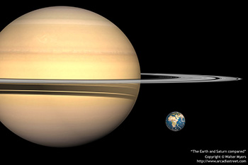 Saturn and the Earth compared