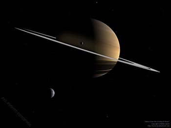 Saturn from the vicinity of Dione