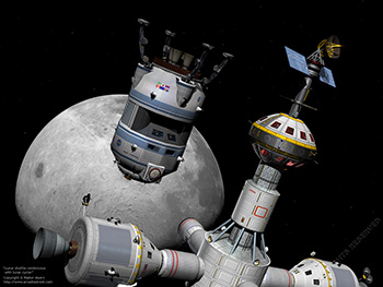 Lunar shuttle rendezvous with lunar cycler