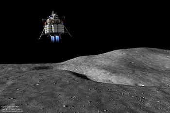 Lunar lander over rille
