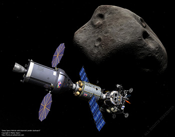 Deep Space Vehicle with Asteroid Lander starboard