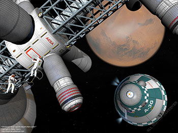 Unmanned cargo capsule departs Mars cycler