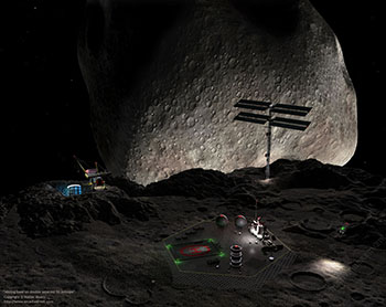 Mining base on double asteroid 90 Antiope
