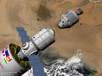 Phobos mission docking in Earth orbit